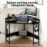 L-Shaped Desk with Built-In Charging Station Black - Rear View