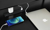 L-Shaped Desk with Built-In Charging Station Black