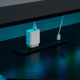 L-Shaped Desk with Built-In Charging Station Black - Extra Image