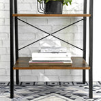 Rustic brown and black steel Metal Frame 4 Tier bookshelf, image 6