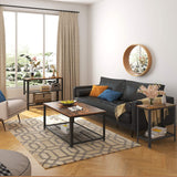 Industrial Side Table 2-Tier With Mesh and Metal Frame Rustic Brown - Front View