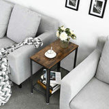 Industrial Side Table 2-Tier With Mesh and Metal Frame Rustic Brown - Side View