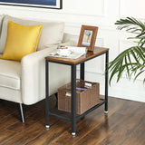 Industrial Side Table 2-Tier With Mesh and Metal Frame Rustic Brown - Top-Down View