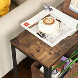 Industrial Side Table 2-Tier With Mesh and Metal Frame Rustic Brown - Low Angle