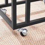 Coffee Table with Steel Frame and Castors Rustic Brown and Black - Side View