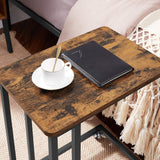 Coffee Table with Steel Frame and Castors Rustic Brown and Black - Close-Up Angle