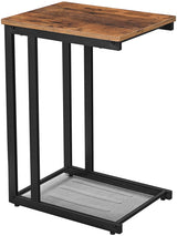 Bedside Table with Mesh Shelf, Rustic Brown - Front View
