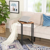 Bedside Table with Mesh Shelf, Rustic Brown - Side View