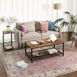 Bedside Table with Mesh Shelf, Rustic Brown - Top-Down View