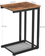 Bedside Table with Mesh Shelf, Rustic Brown - 45-Degree Angle