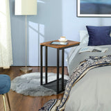 Bedside Table with Mesh Shelf, Rustic Brown - Rear View