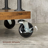 Clothing Garment Rack on Wheels with 5-Tier, Industrial Pipe Style, Rustic Brown - Rear View