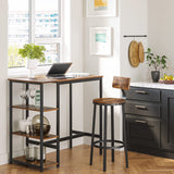 Dining Table with 3 Shelves and Industrial Style Stable Steel Structure,  109 x 60 x 100 cm, Rustic Brown - Side View