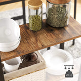 Dining Table with 3 Shelves and Industrial Style Stable Steel Structure,  109 x 60 x 100 cm, Rustic Brown - Rear View