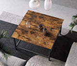 Robust Coffee Table Steel Frame and Mesh Storage Shelf,  Rustic Brown and Black - Top-Down View