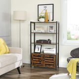 Floor-Standing Storage Cabinet and Cupboard with 2 Louvred Doors and 3 Shelves, Rustic Brown - Top-Down View