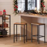 Bar Set Stools of 2 Bar Chairs, Rustic Brown - Side View