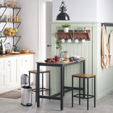 Bar Set Stools of 2 Bar Chairs, Rustic Brown - 45-Degree Angle
