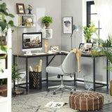 L-Shaped Computer Desk Rustic Brown and Black