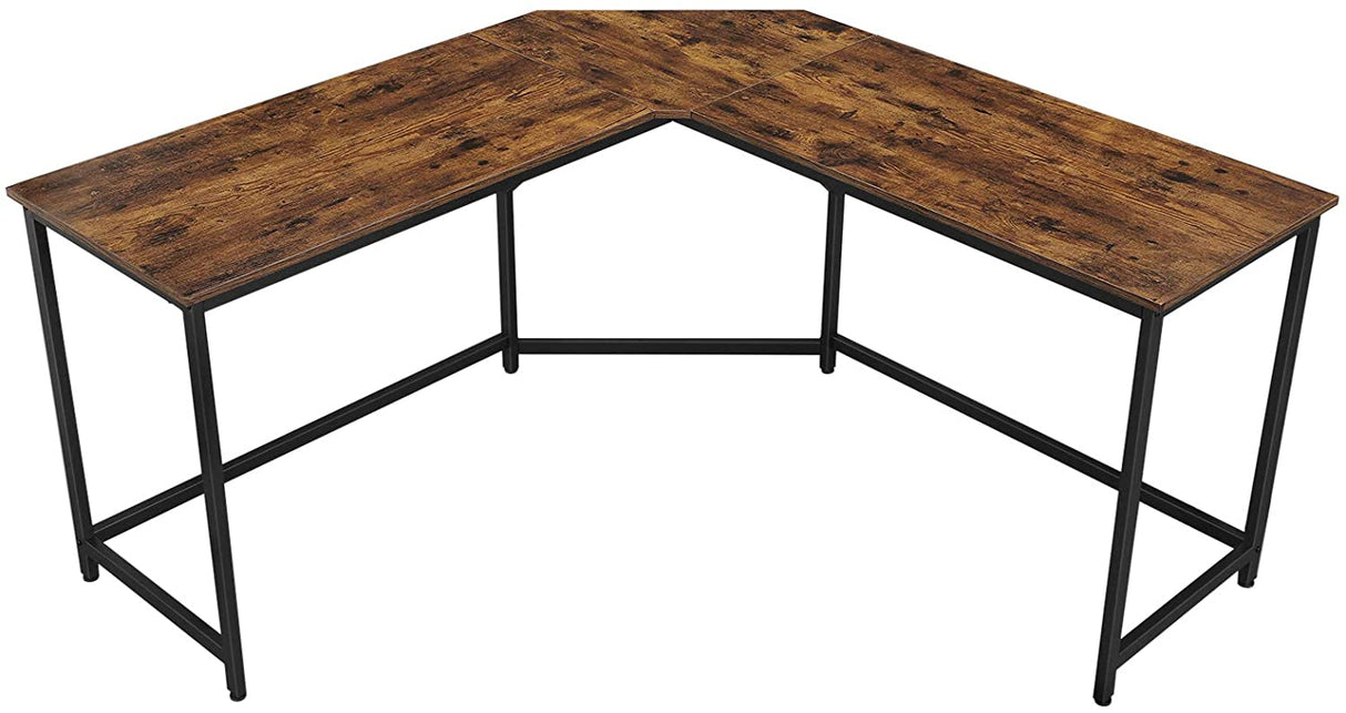 L-Shaped Computer Desk Rustic Brown and Black