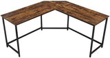 L-Shaped Computer Desk Rustic Brown and Black