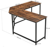 L-Shaped Computer Desk Rustic Brown and Black - 45-Degree Angle