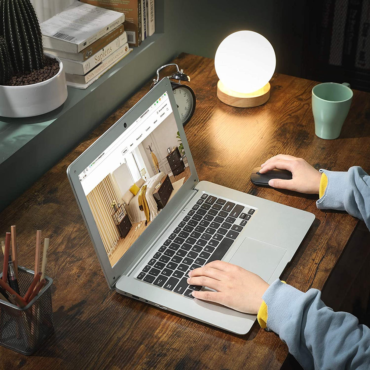 L-Shaped Computer Desk Rustic Brown and Black