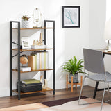 Rustic Brown and Black 4-Tier Steel Frame Storage Shelf - 120 cm High