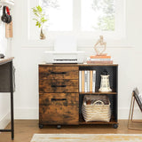 3-Drawer File Cabinet with Open Compartments for A4 Rustic Brown and Black - Front View