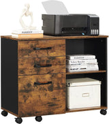 3-Drawer File Cabinet with Open Compartments for A4 Rustic Brown and Black - Top-Down View
