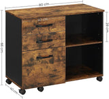 3-Drawer File Cabinet with Open Compartments for A4 Rustic Brown and Black - 45-Degree Angle