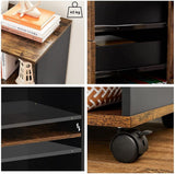 3-Drawer File Cabinet with Open Compartments for A4 Rustic Brown and Black - Close-Up Angle