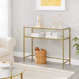 Console Table Metal Frame with 2 Shelves Adjustable Feet - Front View