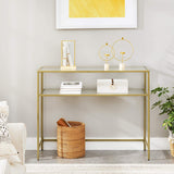 Console Table Metal Frame with 2 Shelves Adjustable Feet - Side View