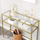 Console Table Metal Frame with 2 Shelves Adjustable Feet - Top-Down View
