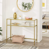 Console Table Metal Frame with 2 Shelves Adjustable Feet - 45-Degree Angle