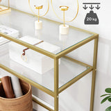 Console Table Metal Frame with 2 Shelves Adjustable Feet - Close-Up Angle