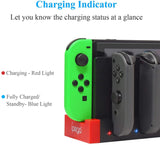 4 in1 Charger Station Stand for Nintendo Switch Joy-con with LED Indication - 45-Degree Angle