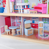 Doll Cottage with Furniture for kids (Model 1) - Close-Up Angle