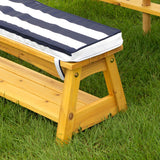 Outdoor Table & Bench Set with Cushions & Umbrella (Navy) - Top-Down View
