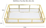 Tray Gold Mirror Decorative for Storage Jewelry and Makeup accessories - Front View