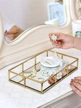 Tray Gold Mirror Decorative for Storage Jewelry and Makeup accessories - 45-Degree Angle