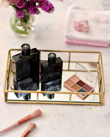 Tray Gold Mirror Decorative for Storage Jewelry and Makeup accessories - Rear View