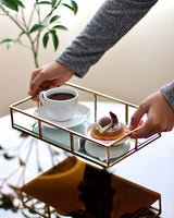 Tray Gold Mirror Decorative for Storage Jewelry and Makeup accessories - Close-Up Angle