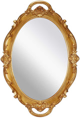 Antique Gold Oval Vintage Carved Wall Mirror - 25 x 38 cm Decorative Accent for Living Room and Bedroom