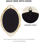 Antique Gold Oval Vintage Carved Wall Mirror - 25 x 38 cm Decorative Accent for Living Room and Bedroom - Side View