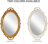 Oval Antique White 25 x 38 cm Vintage Carved Hanging Wall Mirror for Bedroom and Living-Room - Rear View