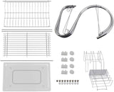 CARLA HOME Chrome 2-Tier Dish Rack with Integrated Drain Board - Stylish Silver Kitchen Drying Solution, 42 x 25.5 x 38 cm - 45-Degree Angle