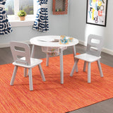 Round Table and 2 Chair Set for kids (Gray) - Front View