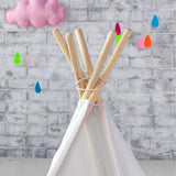 5 Poles Giant Kids Teepee Tent (Natural Canvas) - Side View